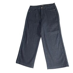 Judy Blue Wide Leg Jeans Women's 13/31‎ Dark Wash Braided Side Trim